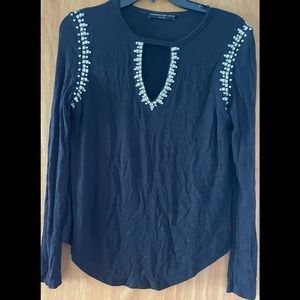 Generation Love Black Light Sweater With Diamond Studs Around the Neck